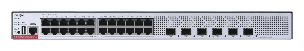 Ruijie RG-S5315-24MG6XS-UP-E 24 Port 5G Multi-Gigabit PoE++ 6×10G SFP+ Yönetilebilir Switch — görsel 3