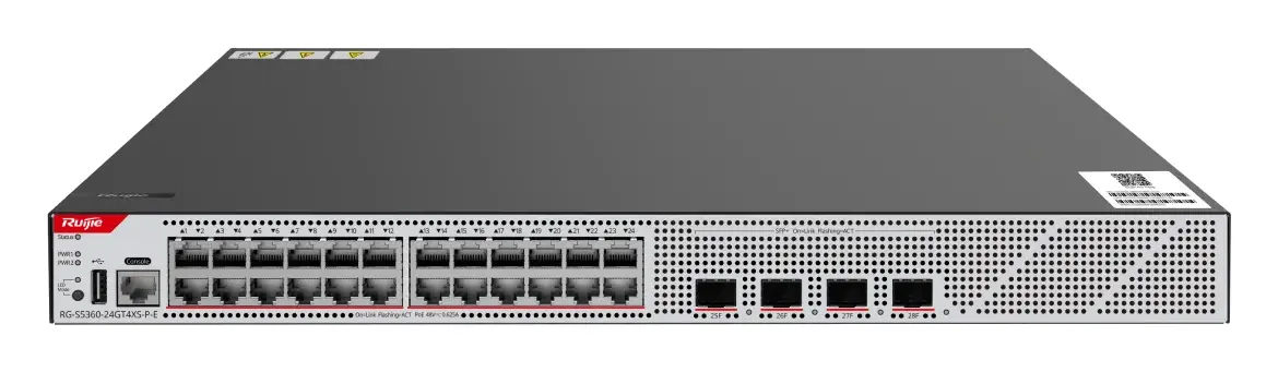 Ruijie RG-S5360-24GT4XS-P-E 24 Port Gigabit PoE+ 4×10G SFP+ L3 Yönetilebilir Switch
