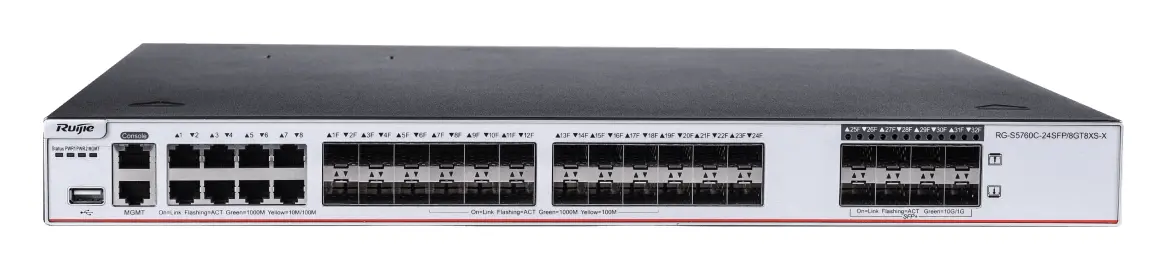 Ruijie RG-S5760C-24SFP/8GT8XS-X 24 Port Gigabit SFP 8×10G SFP+ L3 Yönetilebilir Switch