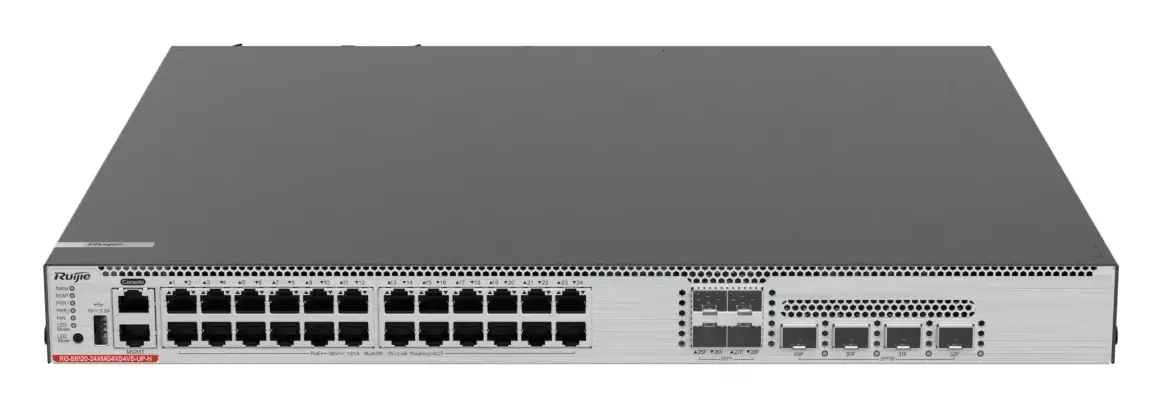 Ruijie RG-S6120-24XMG4XS4VS-UP-H 24 Port 10G PoE++ 4×10G SFP+ 4×25G SFP28 Yönetilebilir Switch