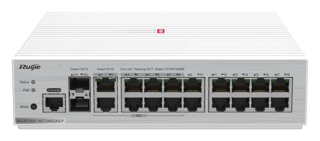 Ruijie RG-SF2920-16GT2MG2XS-P 16 Port Gigabit PoE+ 2×2.5G 2×10G SFP+ Yönetilebilir Switch