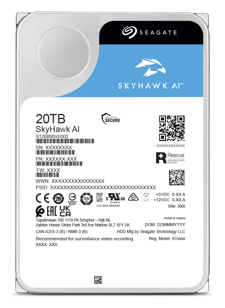 Seagate SkyHawk AI 20TB 3.5" SATA Gözetim Diski (ST20000VE003) — görsel 4