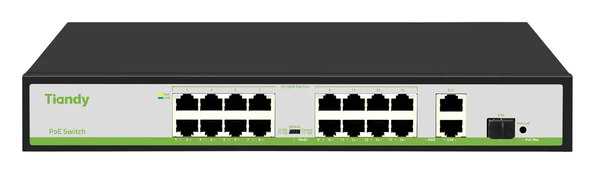 Tiandy TC-P3S019 Spec:H/1621/AT/180 16 Port PoE Switch