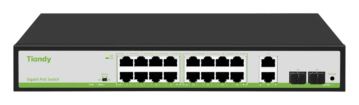 Tiandy TC-P3S020 Spec:G/1622/AT/180 16 Port Gigabit PoE Switch