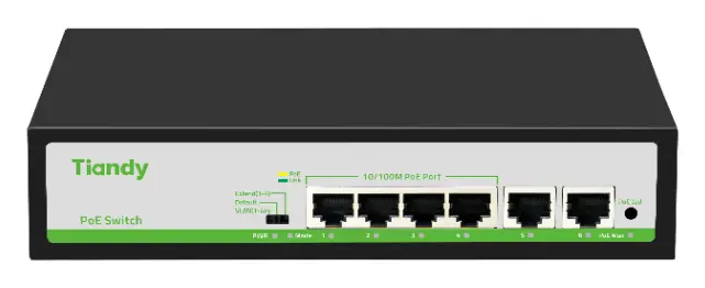 Tiandy TC-P3S06 Spec:F/0420/AT/55/V2.0 4 Port Gigabit PoE Switch
