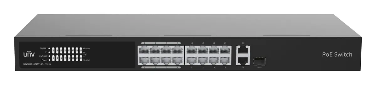 Uniview NSW3000-16T1GT1GC-LPOE-IN Bulut Yönetimli PoE Switch — görsel 2