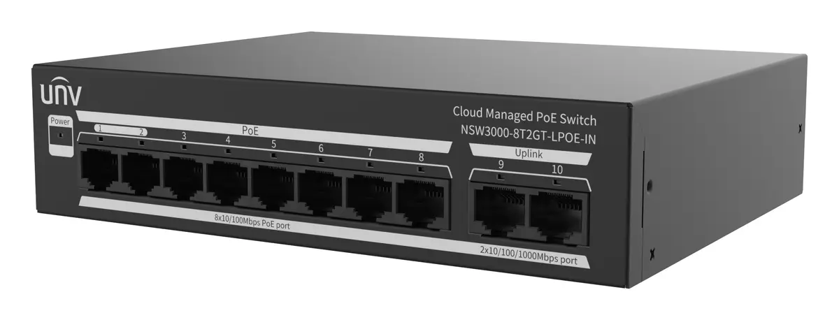 Uniview NSW3000-8T2GT-LPOE-IN Bulut Yönetimli PoE Switch